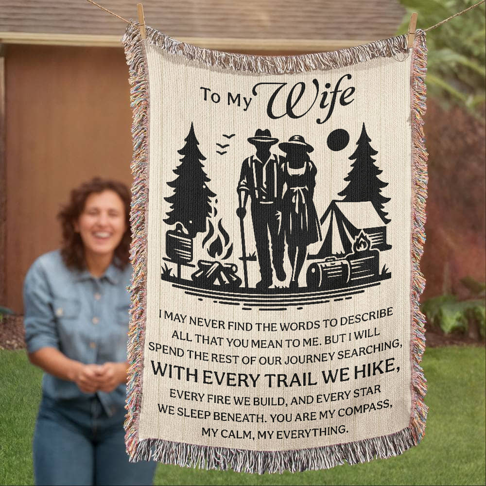 Camping Blanket Gift – For the Wife Who’s Your Compass and Calm