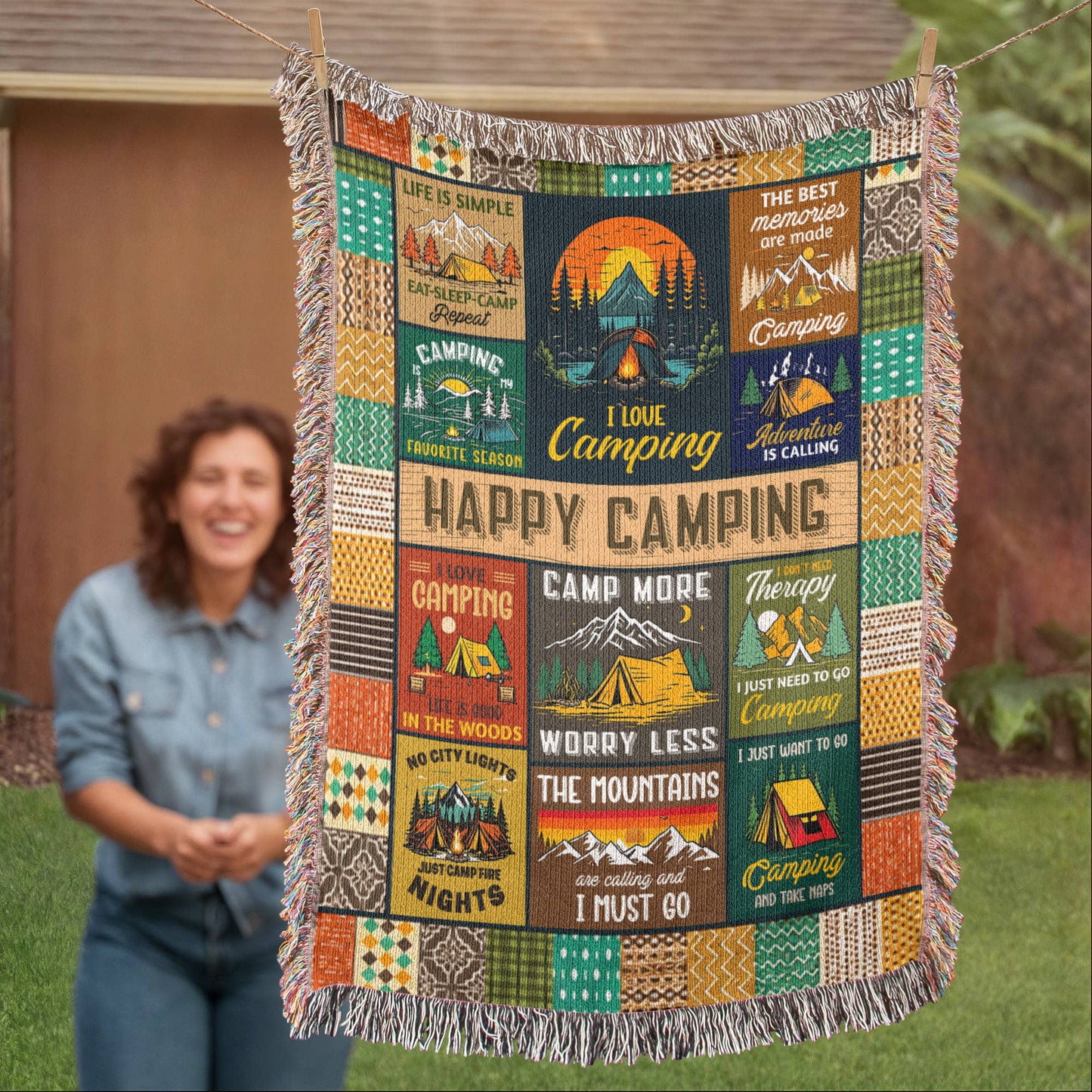 Happy Camping Blanket Gift