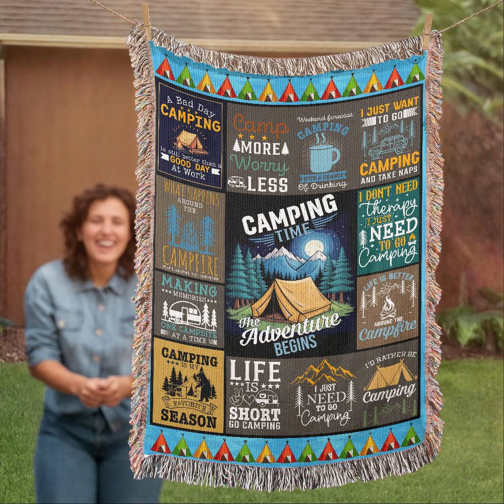 The Adventure Begins Camping Blanket ⛺🔥