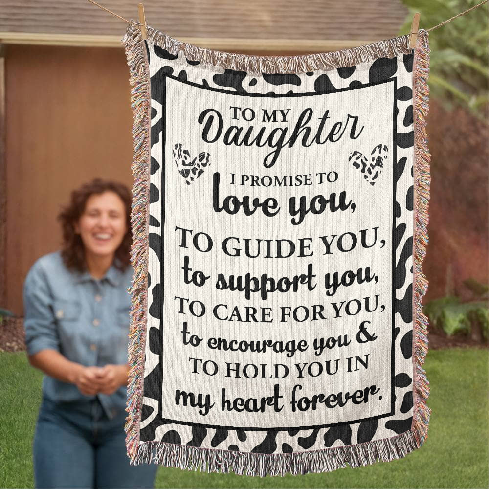 To My Daughter – Cow Print Blanket With “Love, Guide, Support” Promise