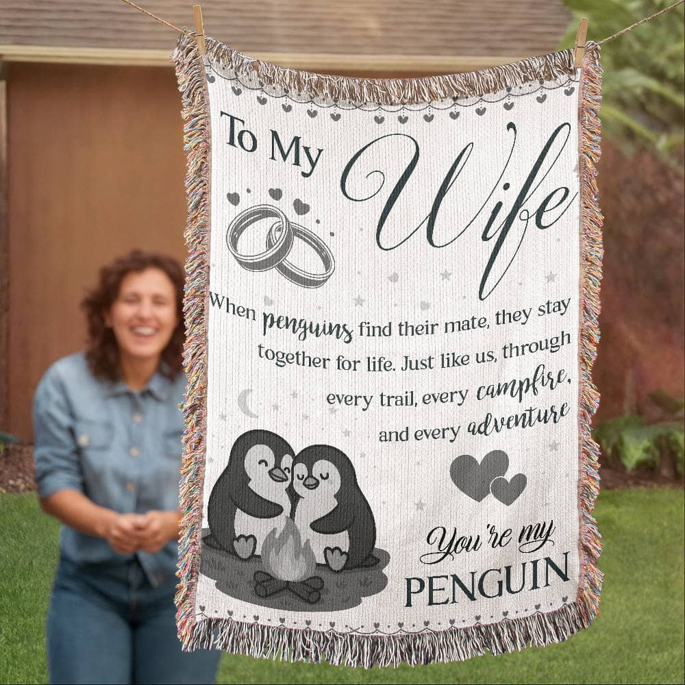 Camping Blanket Gift – For the Wife Who’s Your Forever Penguin