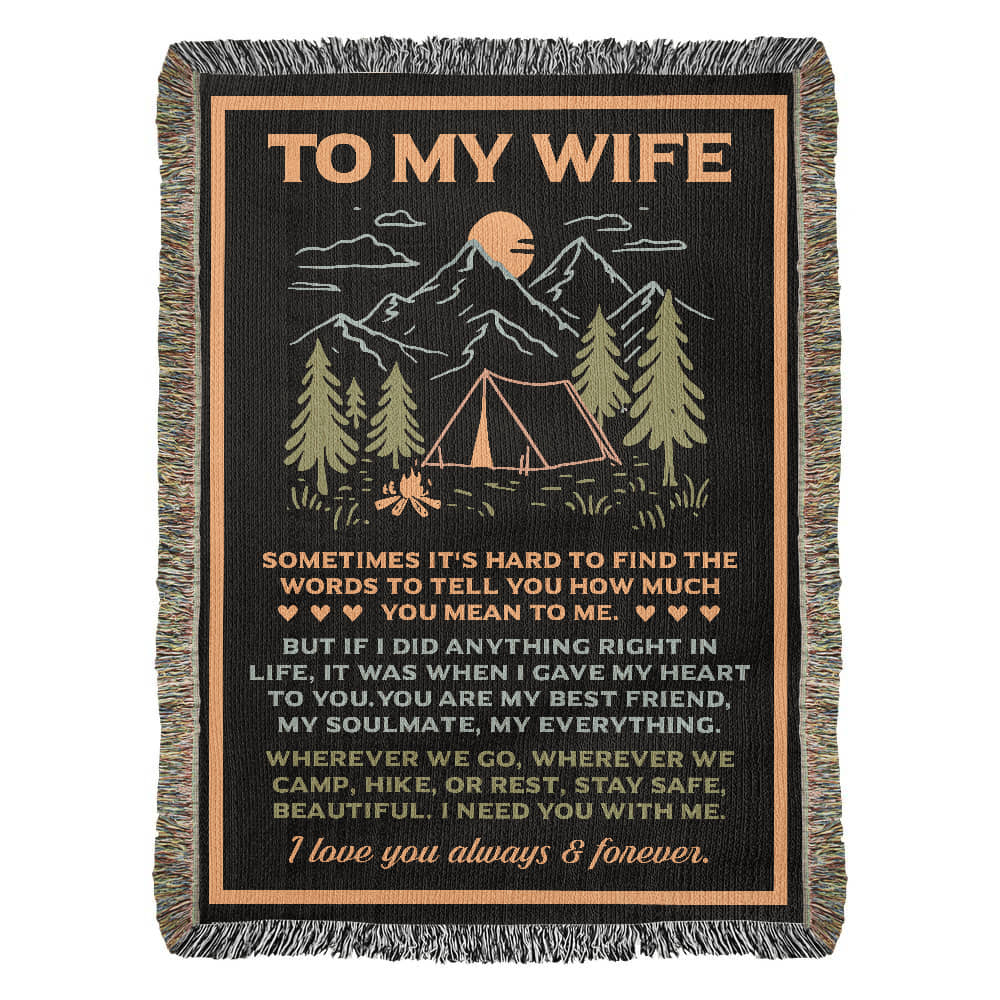 Camping Blanket Gift – For the Wife Who’s Your Best Friend, Soulmate, and Safe Place