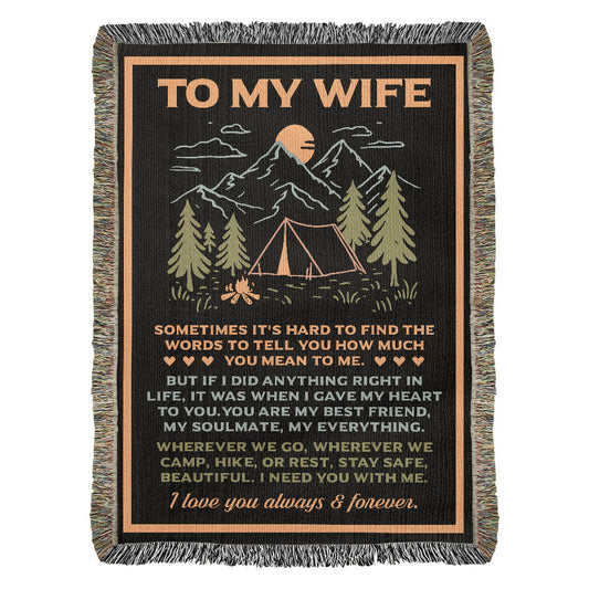 Camping Blanket Gift – For the Wife Who’s Your Best Friend, Soulmate, and Safe Place