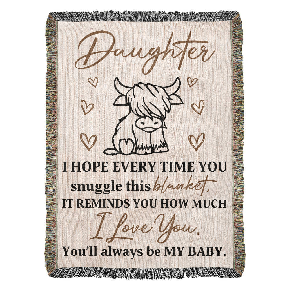 To My Daughter – Cute Cow Snuggle Blanket With "You’ll Always Be My Baby" Message