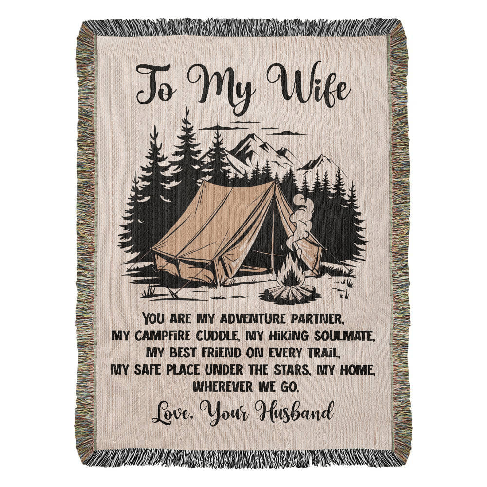Camping Blanket Gift for Wife – My Adventure Partner, My Home on Every Trail