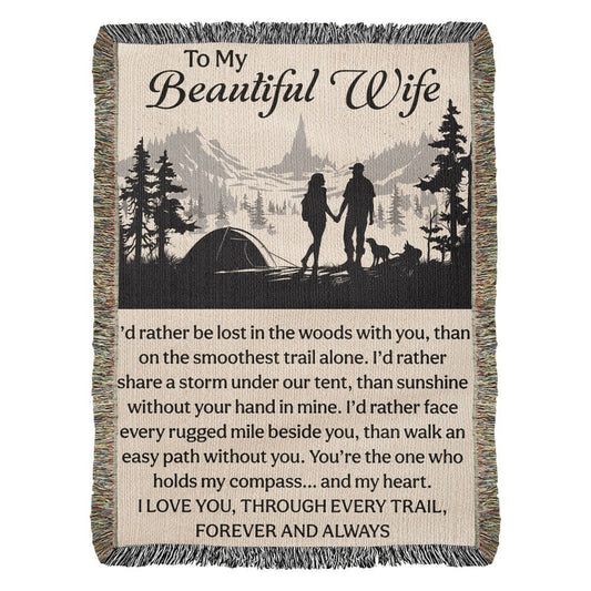 Camping Blanket Gift – For the Wife Who’s Your Compass Through Every Trail