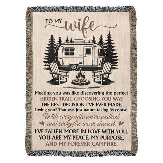 To My Wife – Campfire & Camper Love Quote Blanket 🔥💑