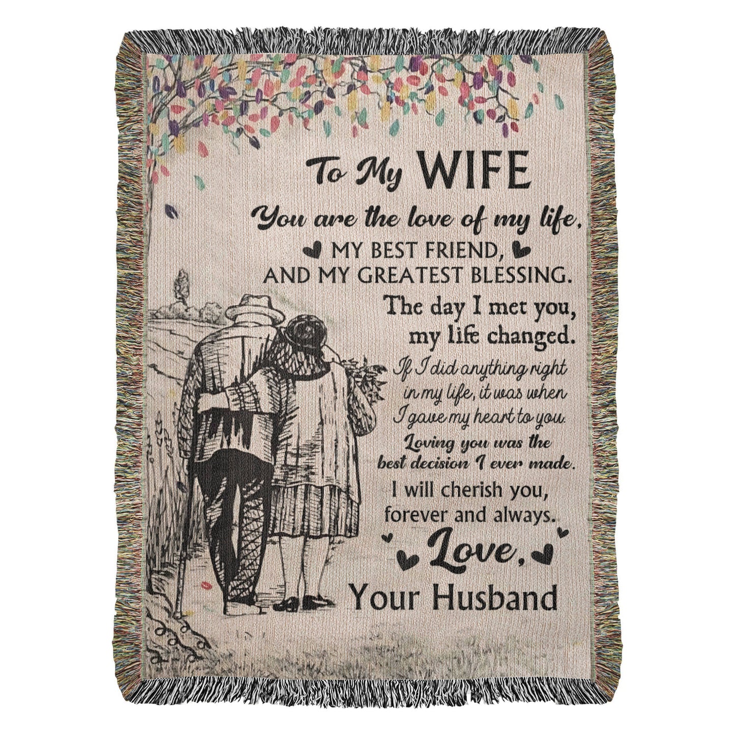 Timeless Love Sketch Blanket – A Gift for Wife