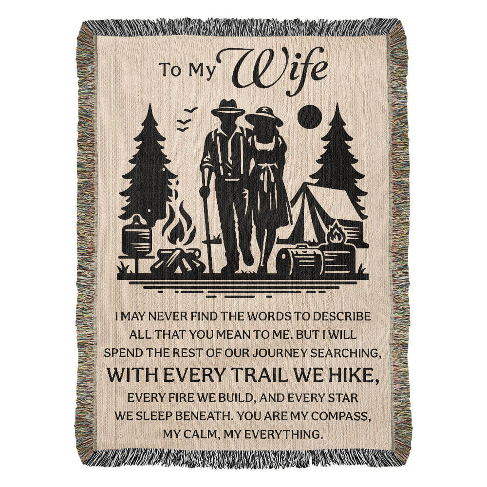Camping Blanket Gift – For the Wife Who’s Your Compass and Calm