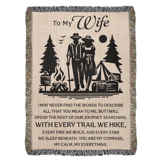 Camping Blanket Gift – For the Wife Who’s Your Compass and Calm