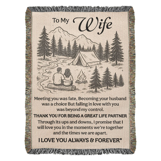 Camping Blanket Gift – For the Wife Who Turned Fate into Forever