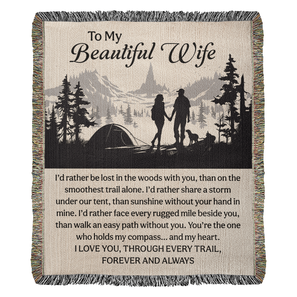 Camping Blanket Gift – For the Wife Who’s Your Compass Through Every Trail