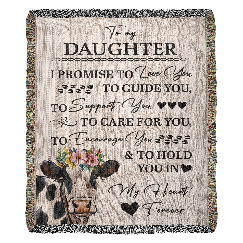 To My Daughter – “I Promise to Love, Guide, and Hold You Forever” Cow Blanket