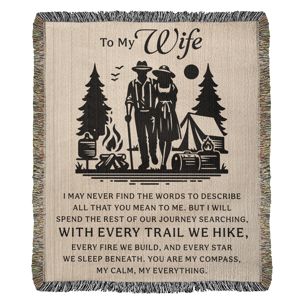 Camping Blanket Gift – For the Wife Who’s Your Compass and Calm