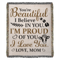 To My Beautiful Daughter – Cow Blanket With "I’m Proud of You" & "Love, Mom" Message