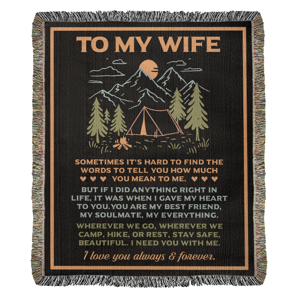 Camping Blanket Gift – For the Wife Who’s Your Best Friend, Soulmate, and Safe Place