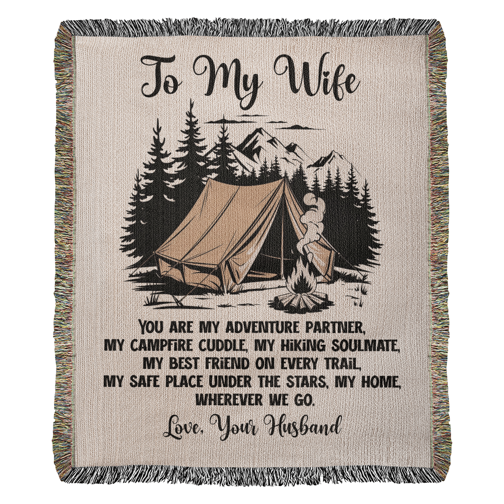Camping Blanket Gift for Wife – My Adventure Partner, My Home on Every Trail