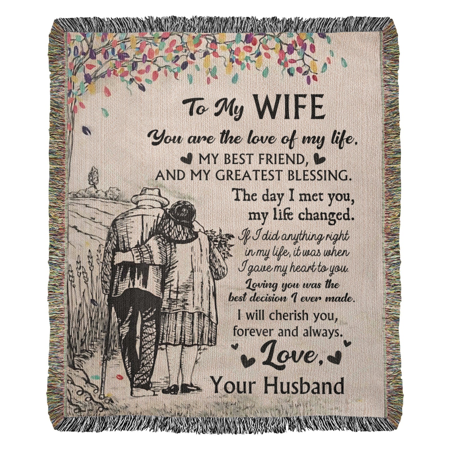 Timeless Love Sketch Blanket – A Gift for Wife
