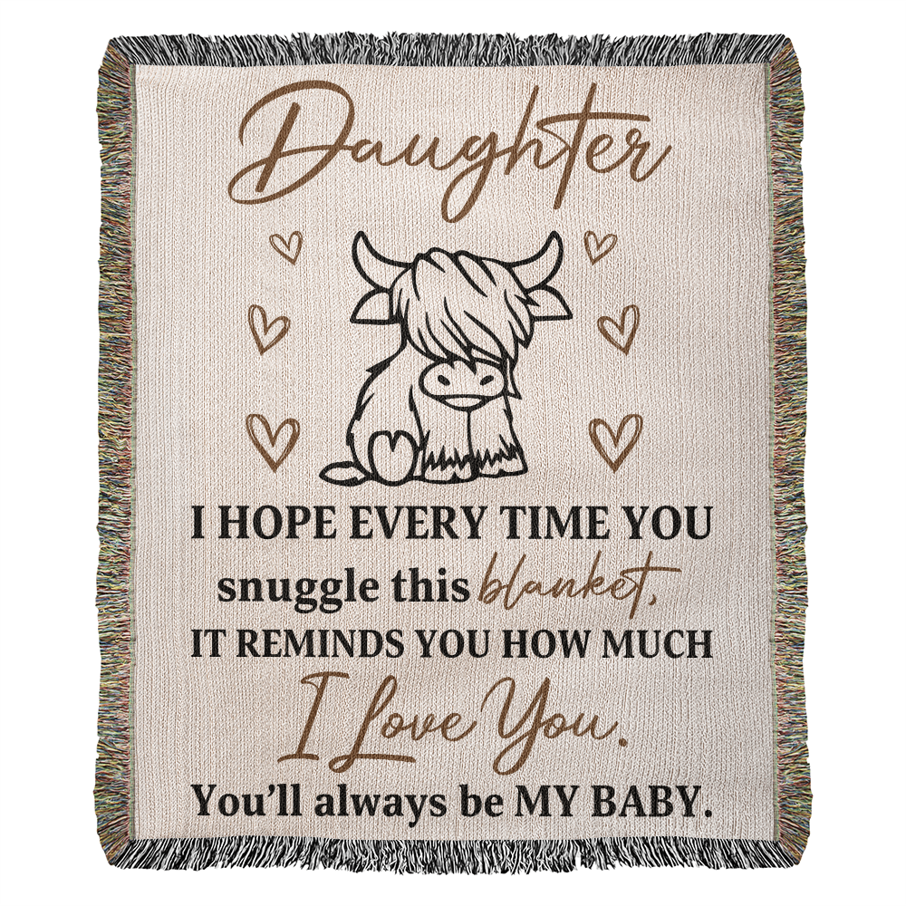 To My Daughter – Cute Cow Snuggle Blanket With "You’ll Always Be My Baby" Message