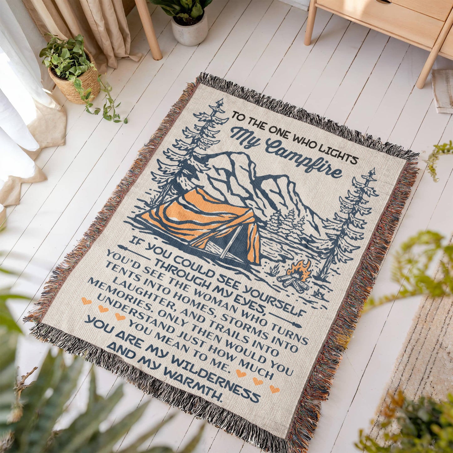 To the One Who Lights My Campfire – Cozy Wilderness Love Blanket 🏕️