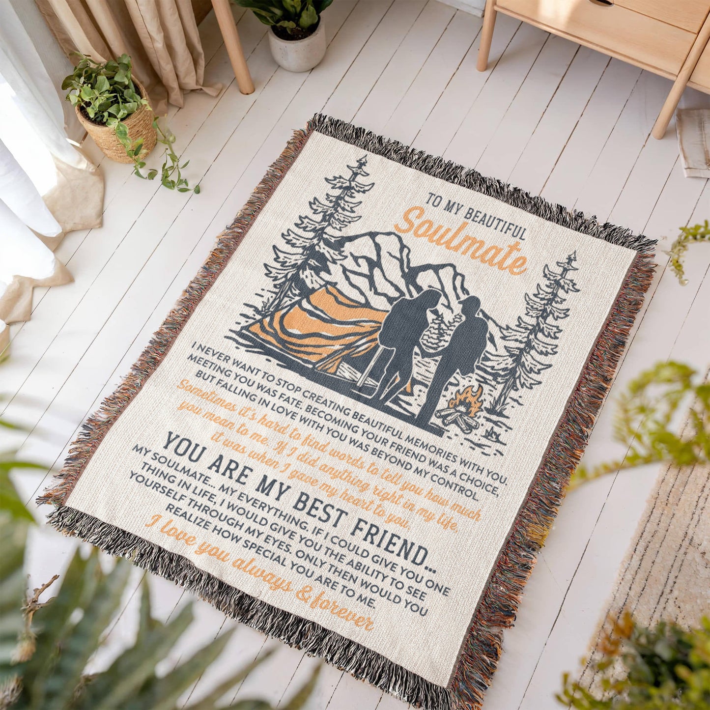 To My Soulmate — Mountain Campfire Blanket 🏕️❤️