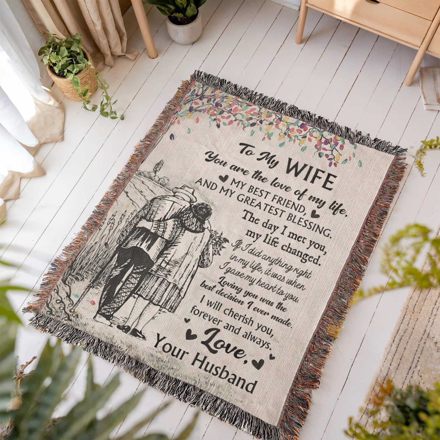 Timeless Love Sketch Blanket – A Gift for Wife