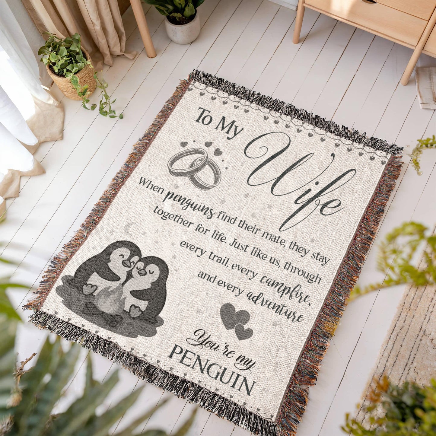 Camping Blanket Gift – For the Wife Who’s Your Forever Penguin