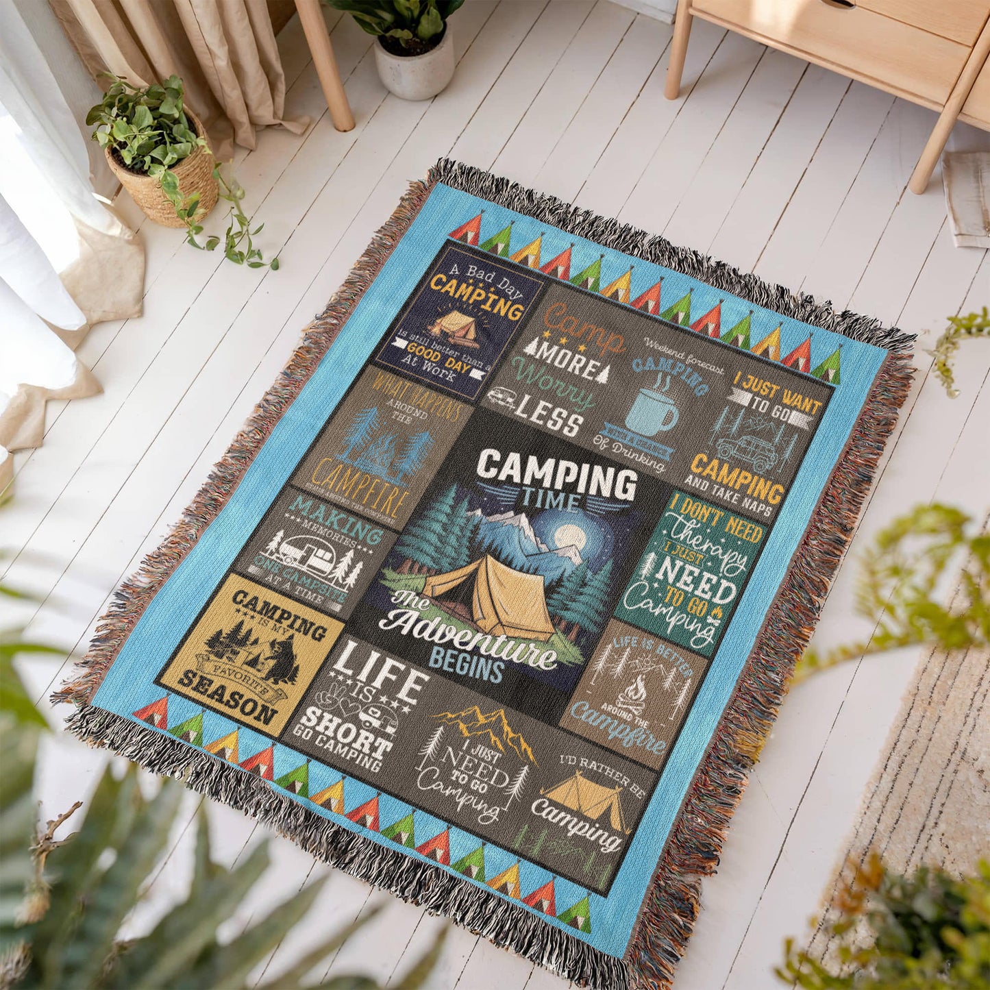 The Adventure Begins Camping Blanket ⛺🔥