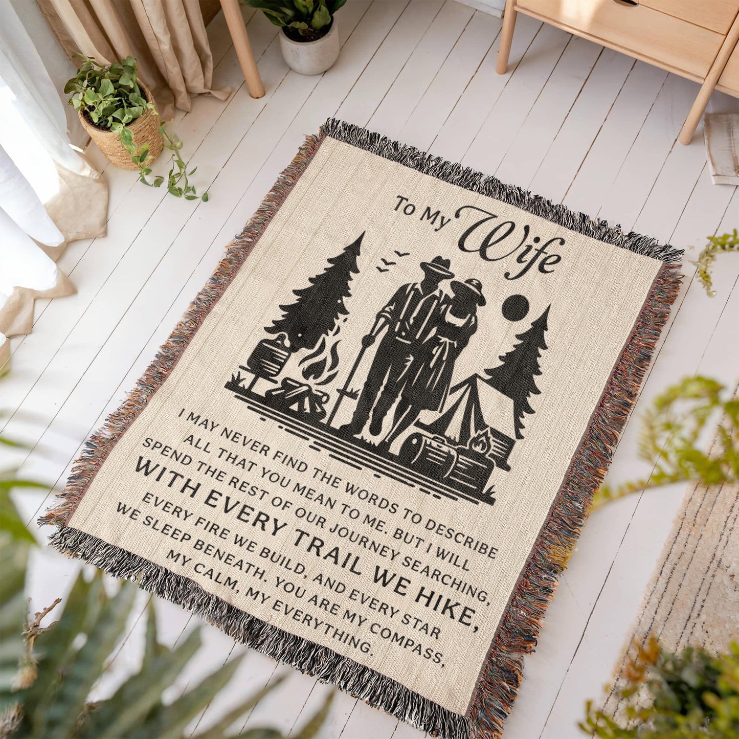 Camping Blanket Gift – For the Wife Who’s Your Compass and Calm