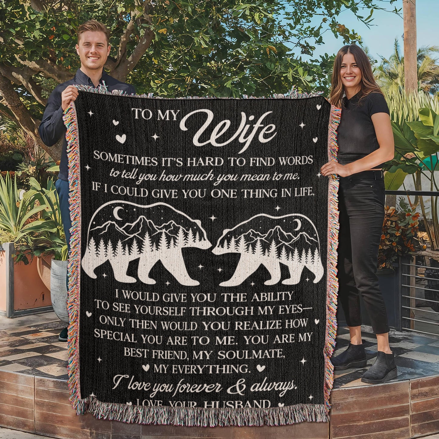 Camping Blanket Gift – For the Wife Who’s Your Soulmate, Strength, and Forever Love