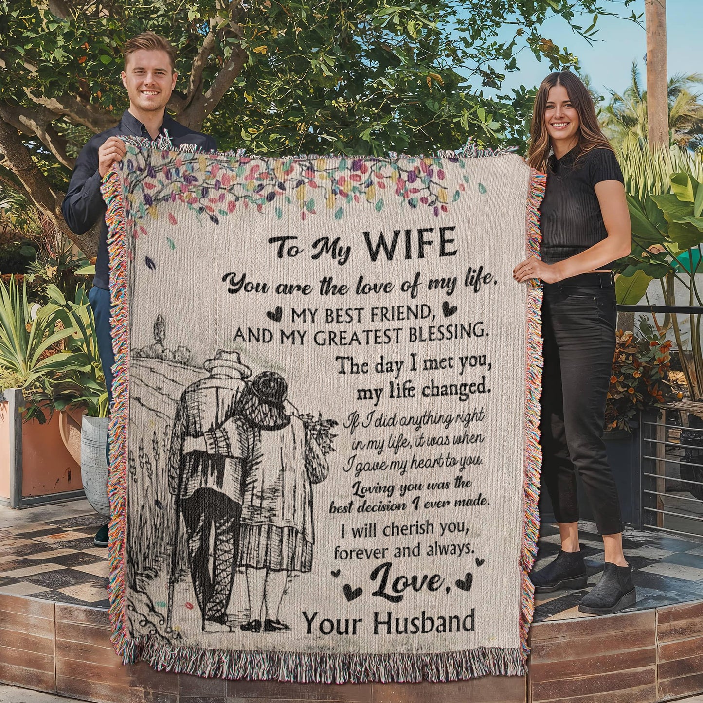 Timeless Love Sketch Blanket – A Gift for Wife