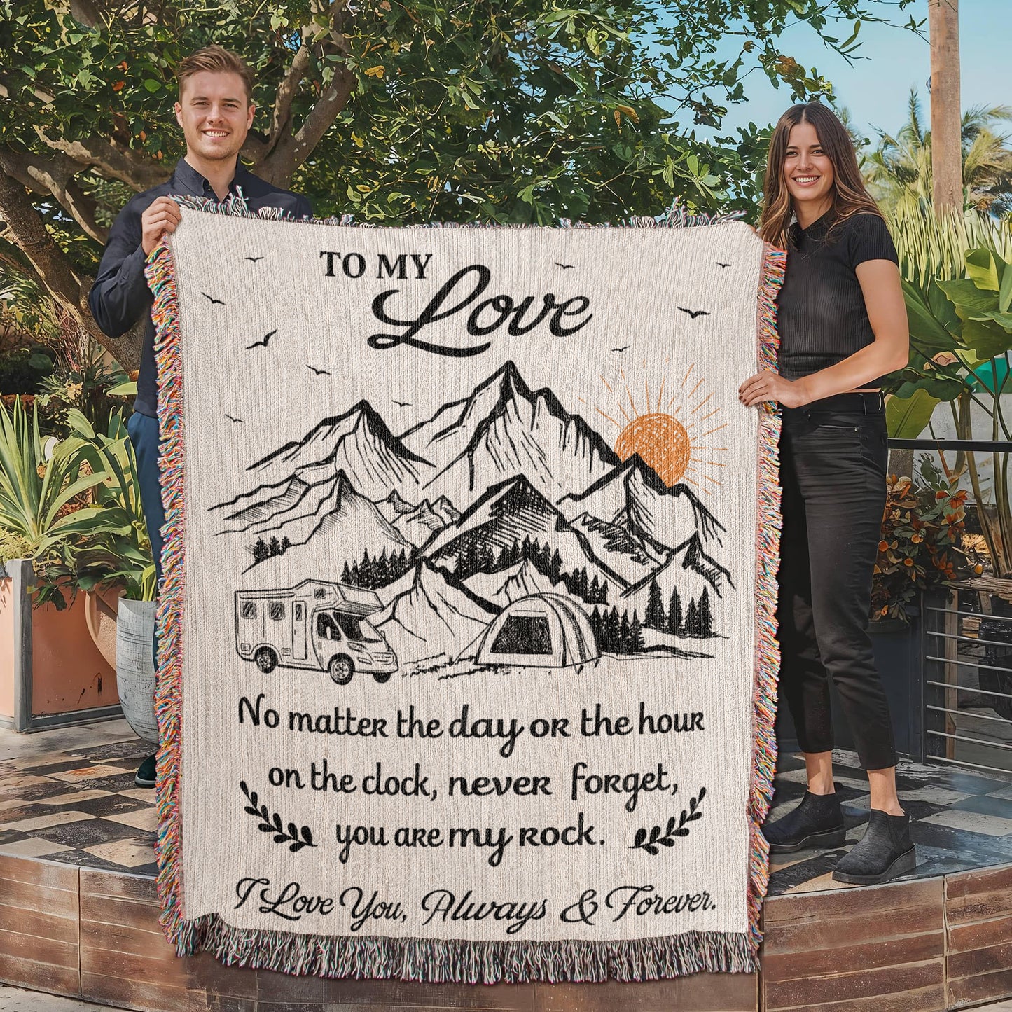 Camping Blanket Gift – For the One Who’s Your Rock, Through Every Hour and Horizon