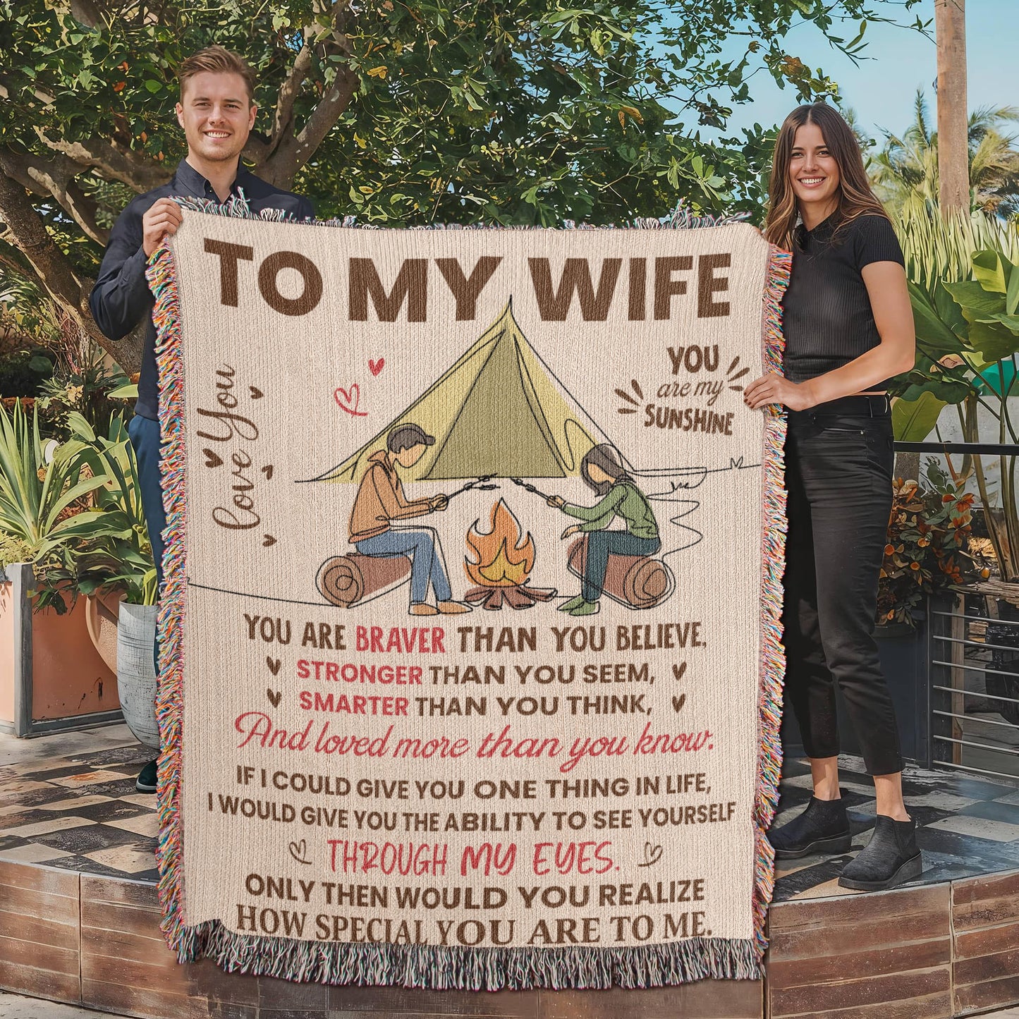 Camping Blanket Gift – For the Wife Who Needs to Know How Special She Truly Is