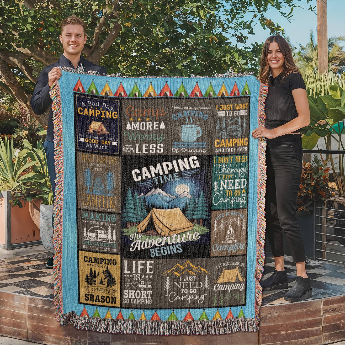The Adventure Begins Camping Blanket ⛺🔥