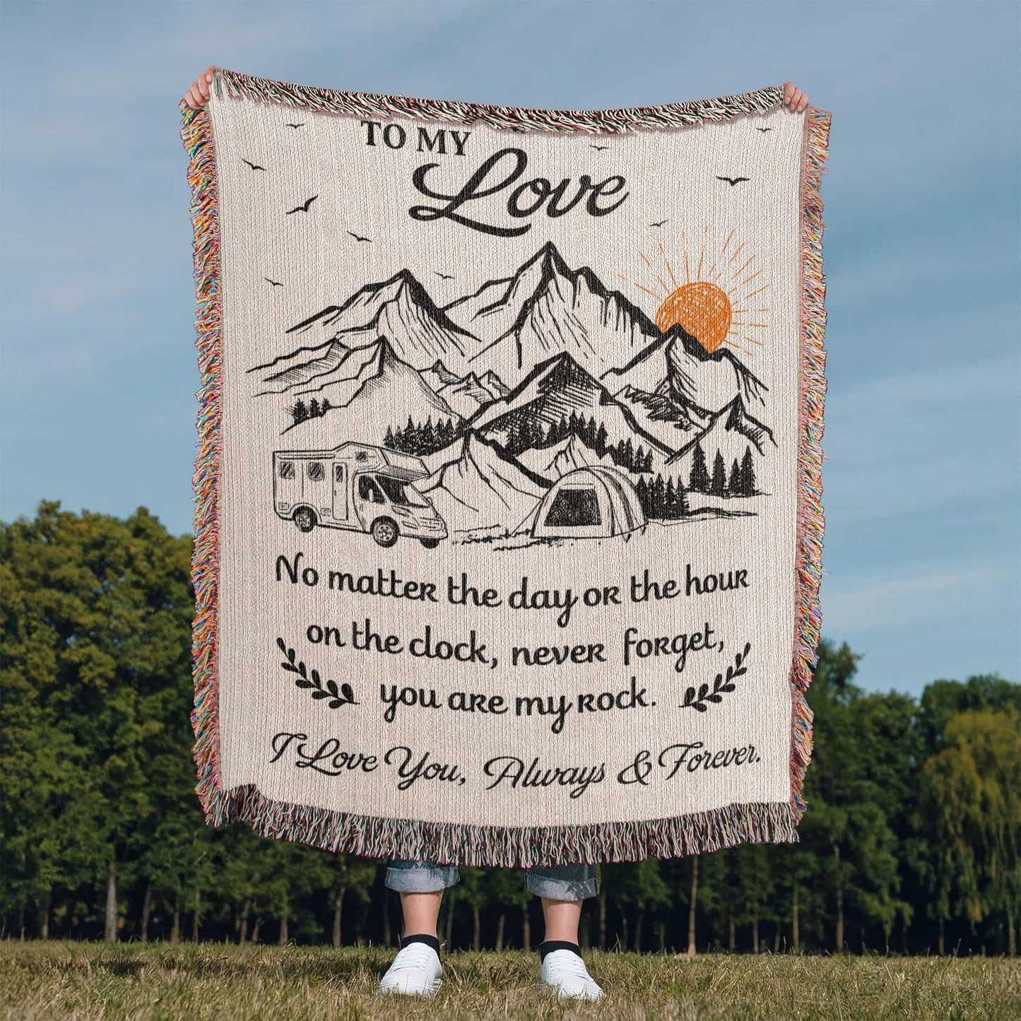Camping Blanket Gift – For the One Who’s Your Rock, Through Every Hour and Horizon