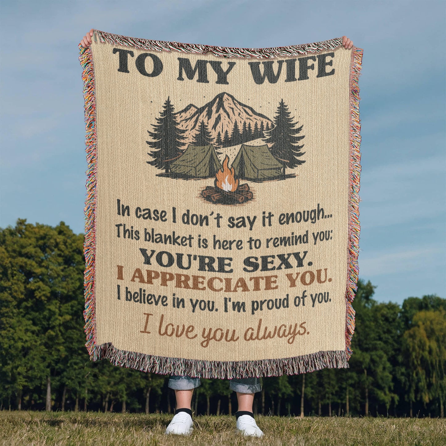 Camping Blanket Gift – For the Wife Who’s Sexy, Strong, and Always Appreciated