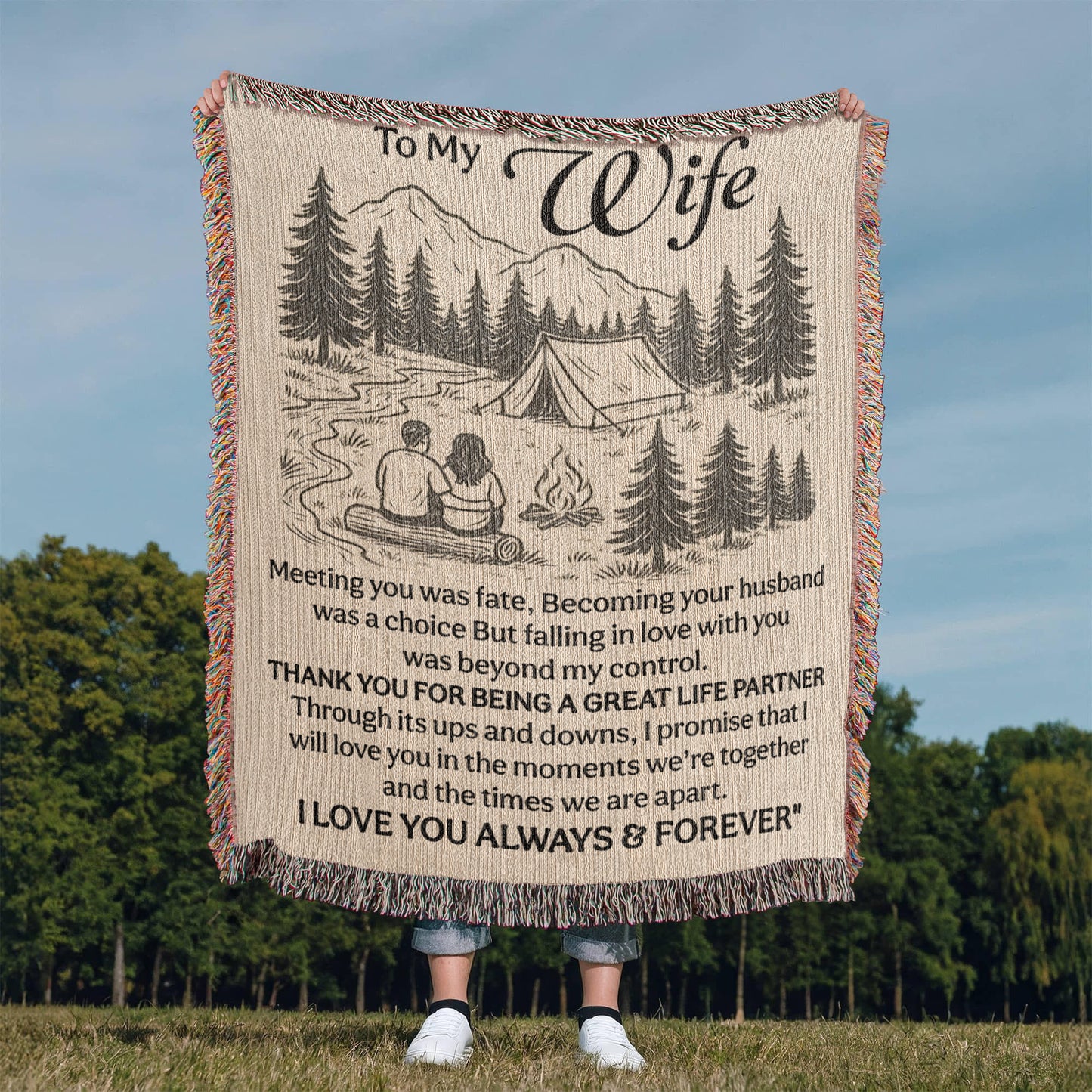 Camping Blanket Gift – For the Wife Who Turned Fate into Forever