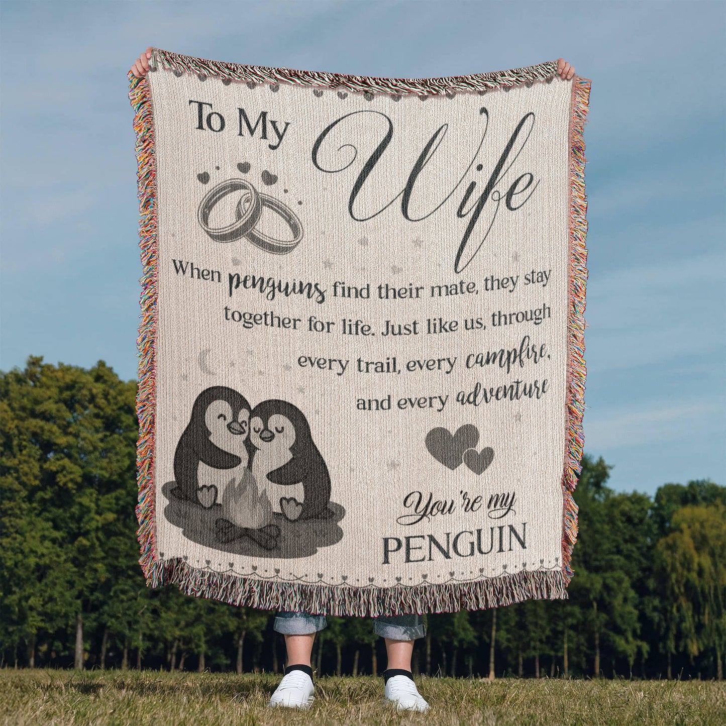 Camping Blanket Gift – For the Wife Who’s Your Forever Penguin