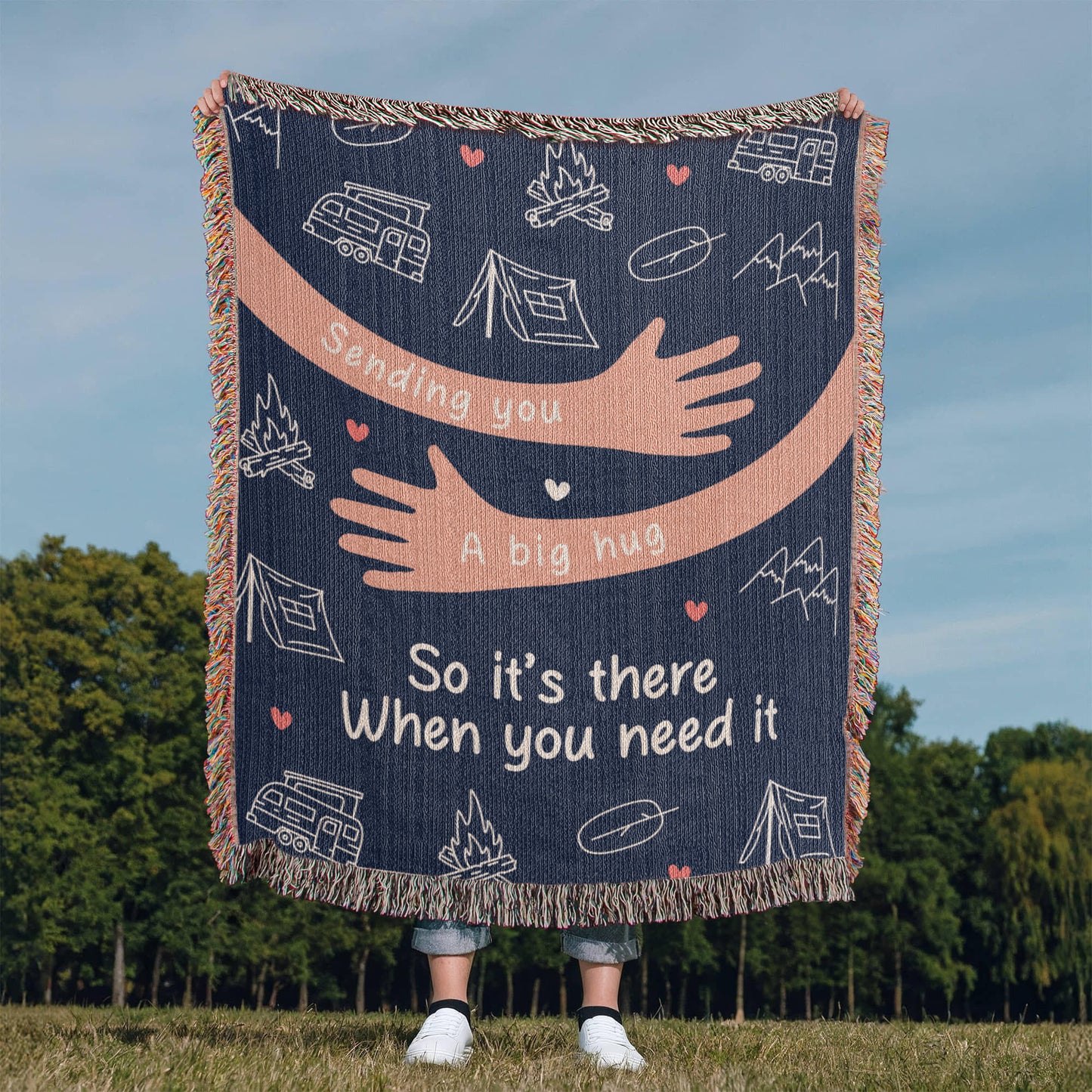 Sending You a Big Hug – Cozy Camping Blanket for Someone You Miss ⛺💙