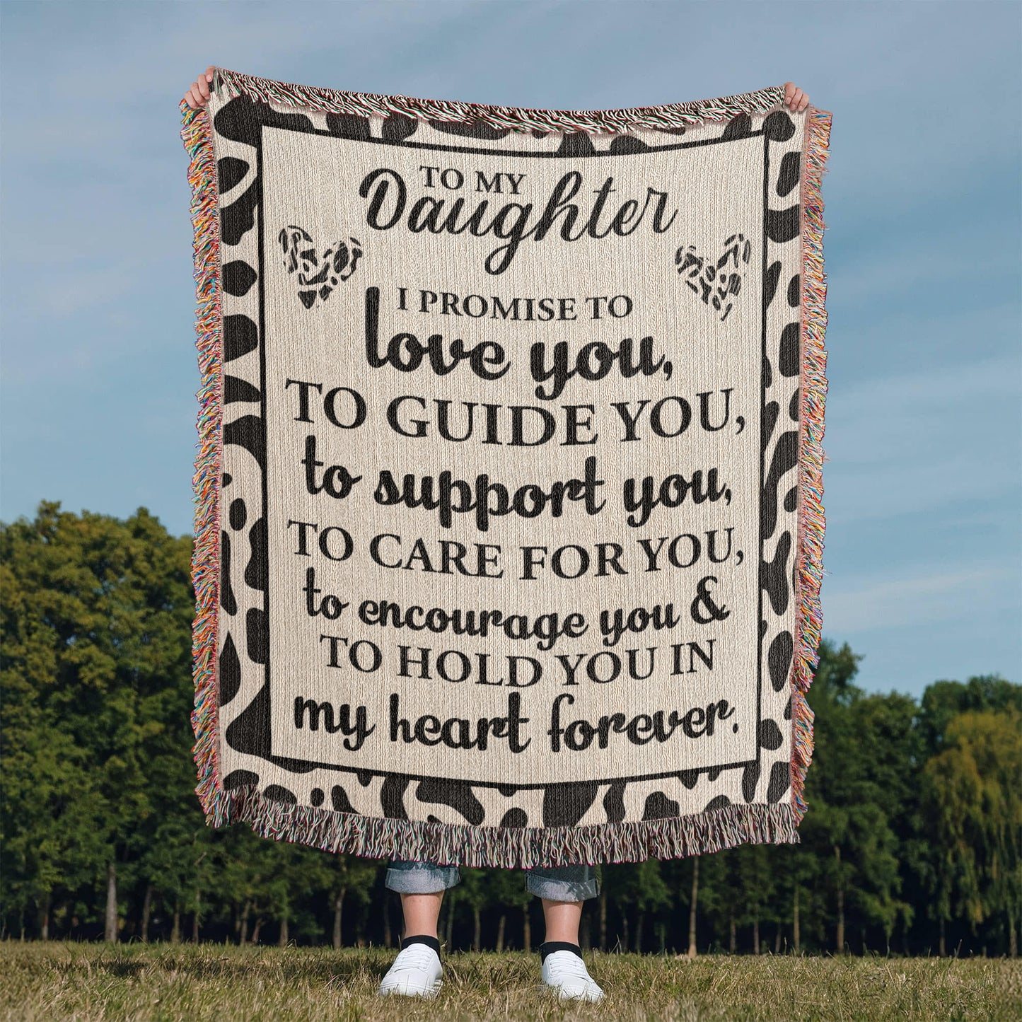 To My Daughter – Cow Print Blanket With “Love, Guide, Support” Promise
