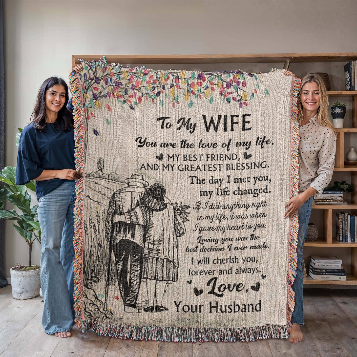 Timeless Love Sketch Blanket – A Gift for Wife