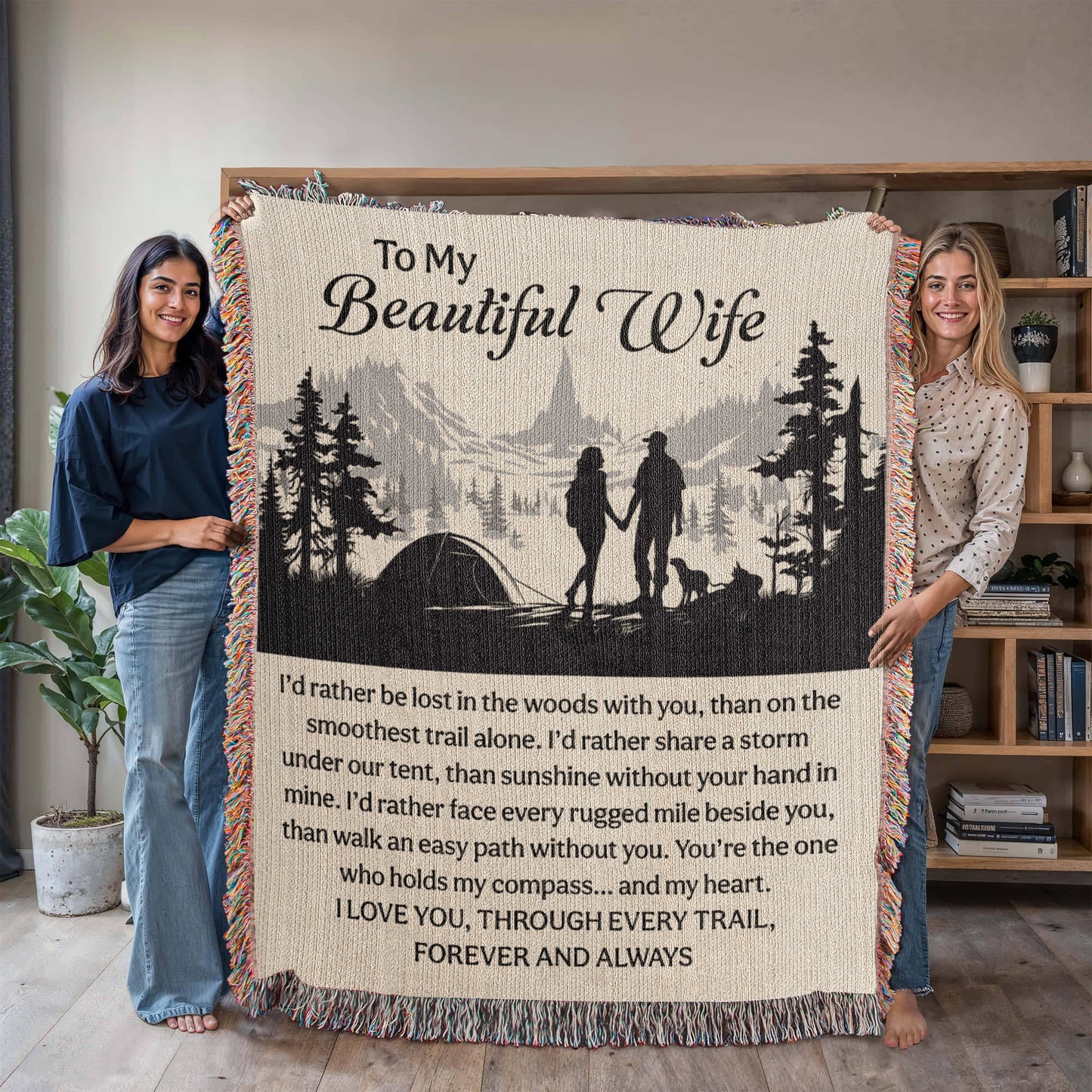 Camping Blanket Gift – For the Wife Who’s Your Compass Through Every Trail