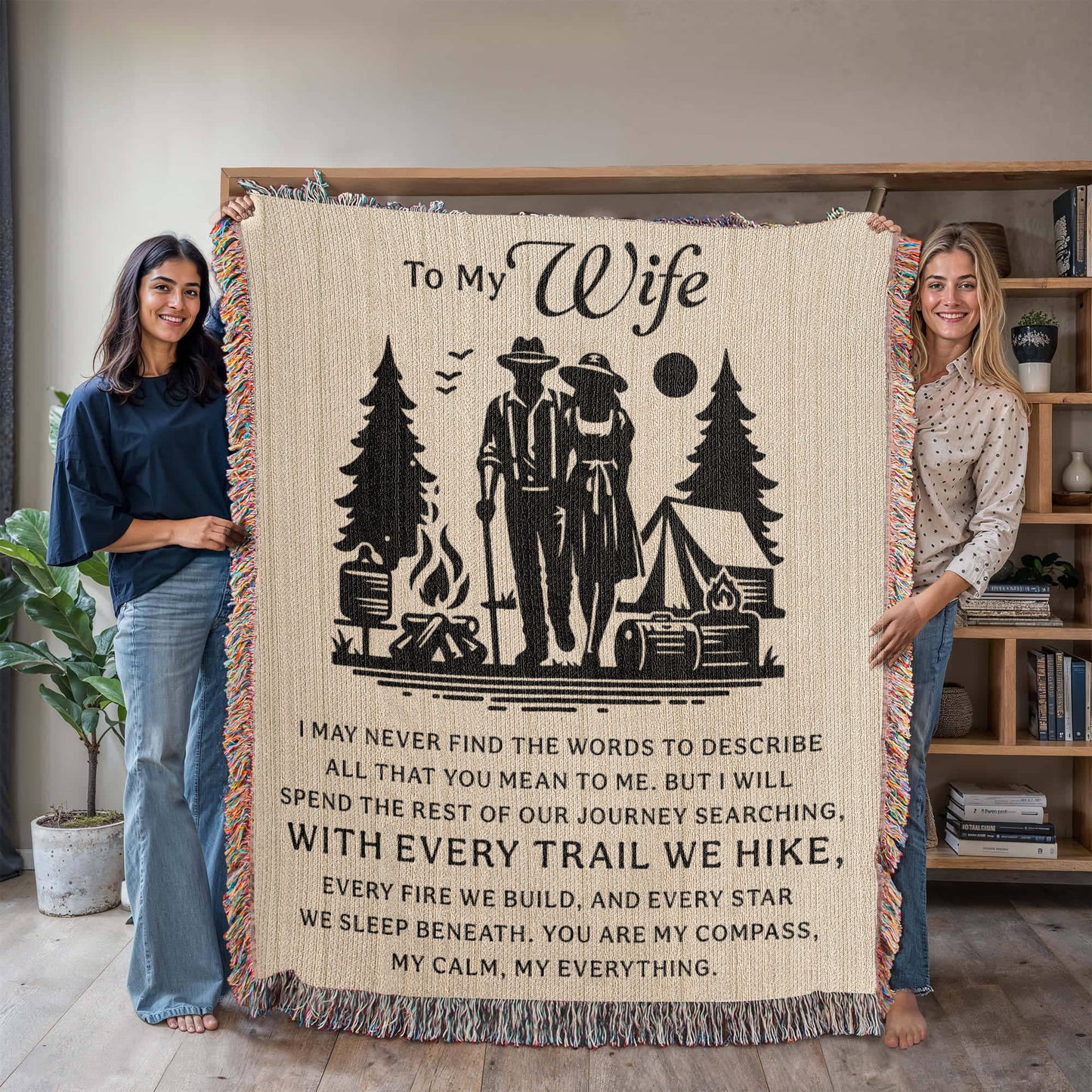 Camping Blanket Gift – For the Wife Who’s Your Compass and Calm