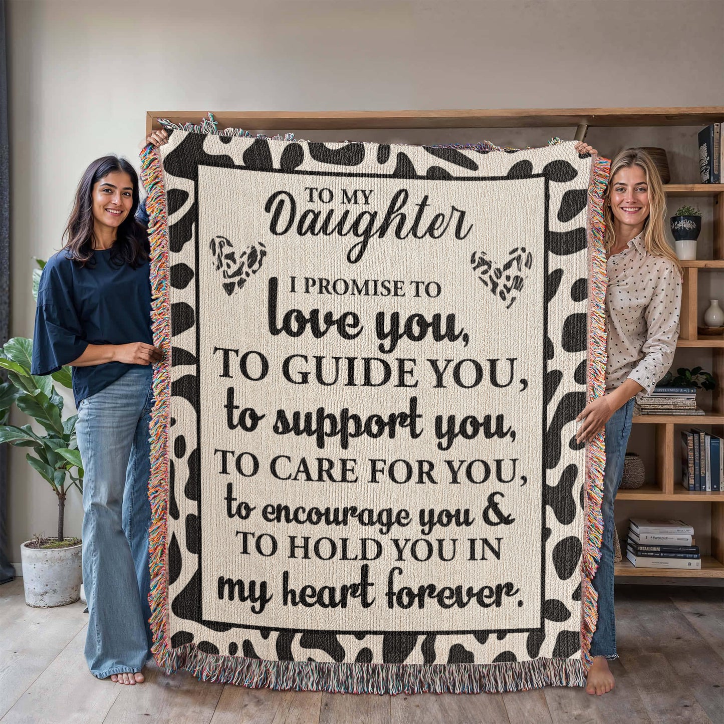 To My Daughter – Cow Print Blanket With “Love, Guide, Support” Promise