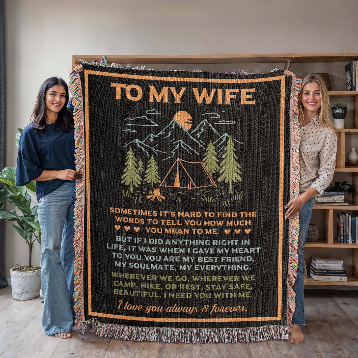 Camping Blanket Gift – For the Wife Who’s Your Best Friend, Soulmate, and Safe Place