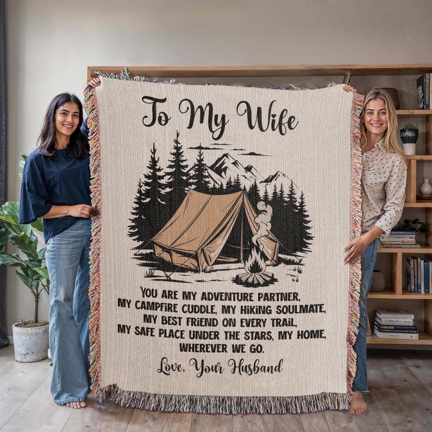 Camping Blanket Gift for Wife – My Adventure Partner, My Home on Every Trail