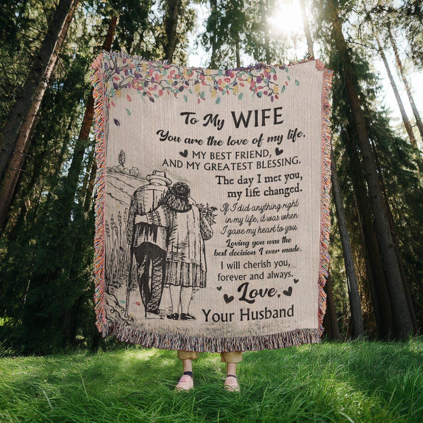 Timeless Love Sketch Blanket – A Gift for Wife