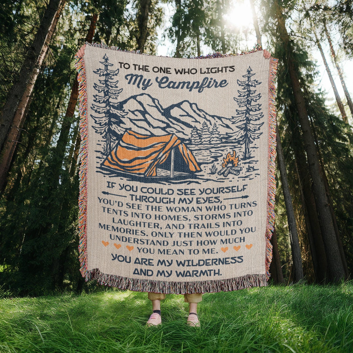 To the One Who Lights My Campfire – Cozy Wilderness Love Blanket 🏕️