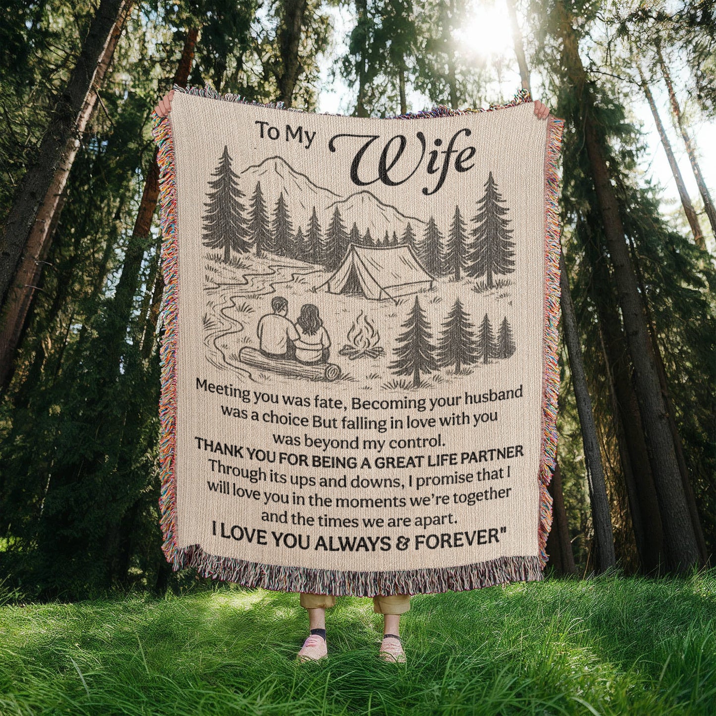 Camping Blanket Gift – For the Wife Who Turned Fate into Forever