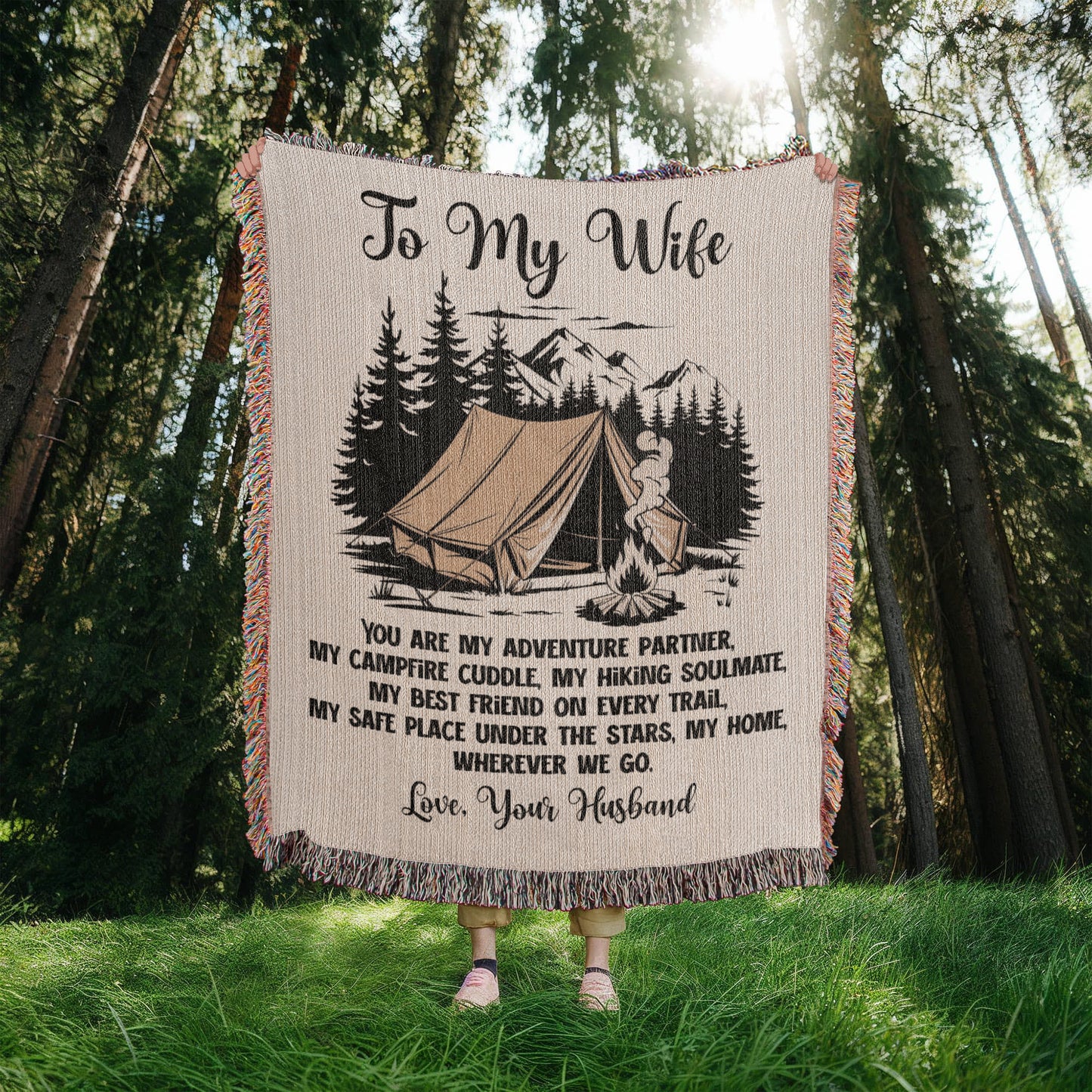 Camping Blanket Gift for Wife – My Adventure Partner, My Home on Every Trail